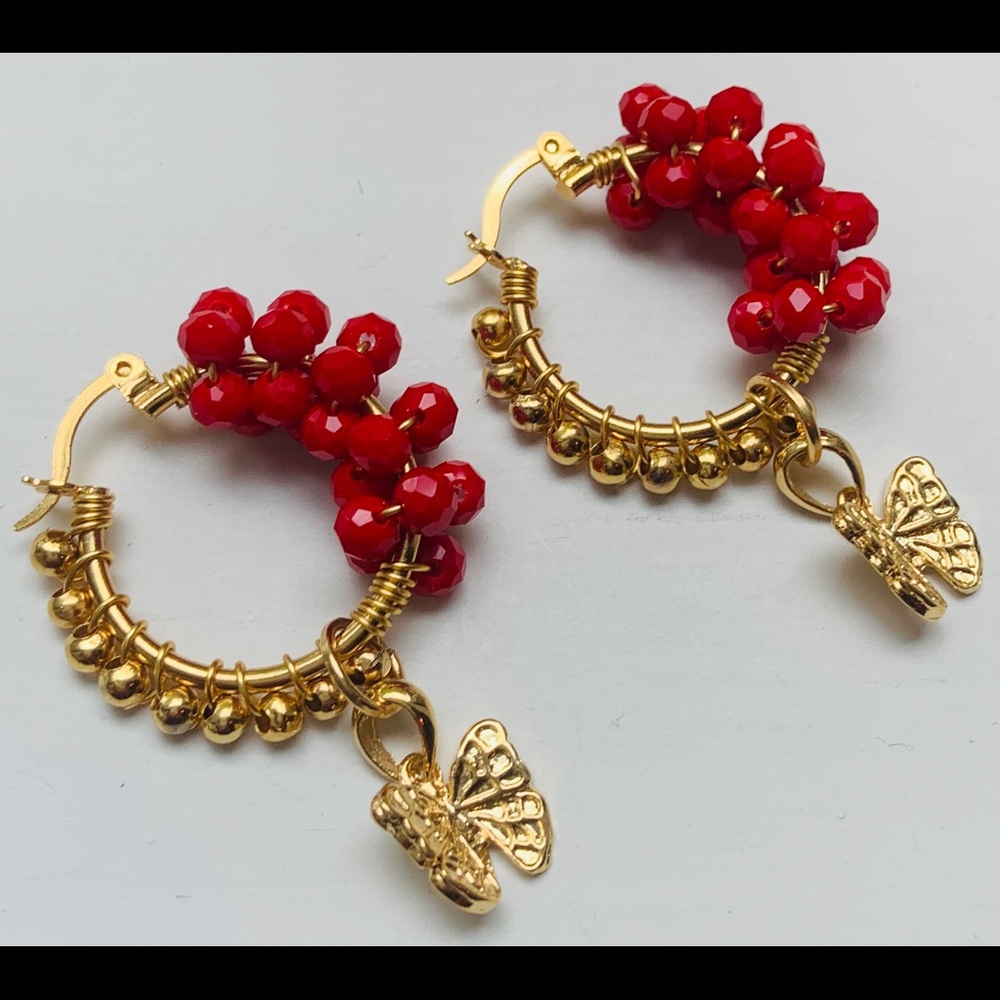 Plated gold earrings and crystal